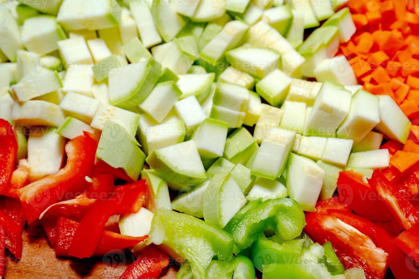 Fresh chopped vegetables. Healthy food and healthy lifestyle. photo