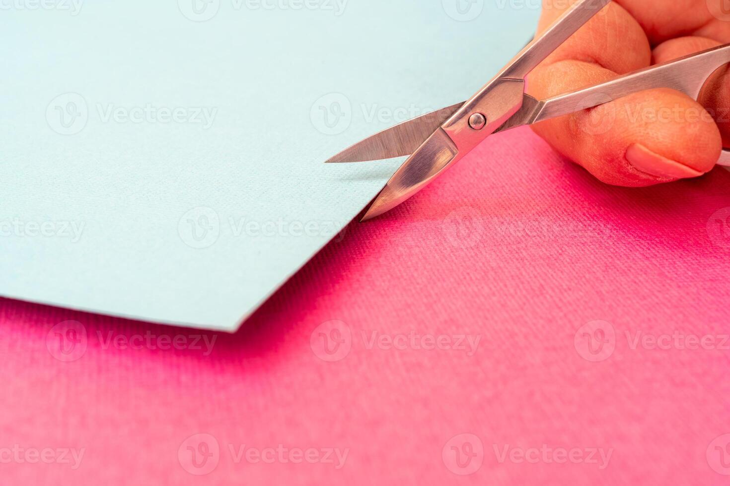 Small metal scissors for cutting paper. DIY homemade art. photo