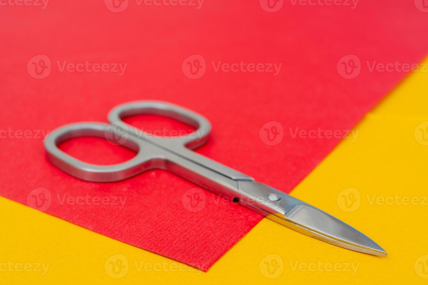 Small metal scissors for cutting paper. DIY homemade art. photo