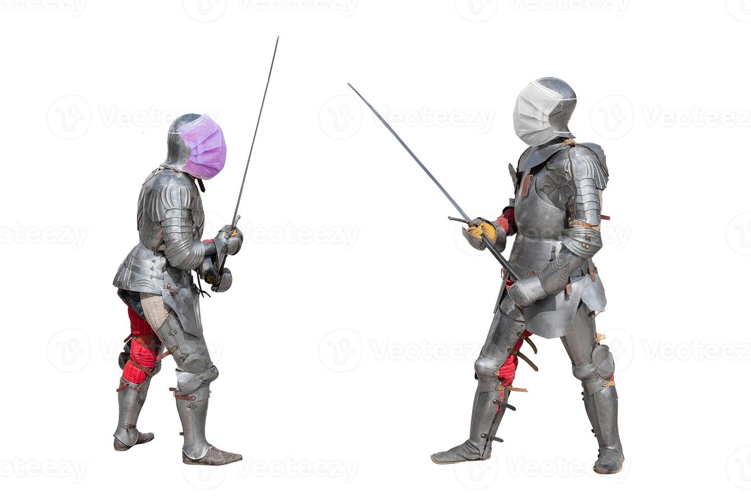 Knight in medical mask. Disposable medical mask. Battle with coronovirus. photo
