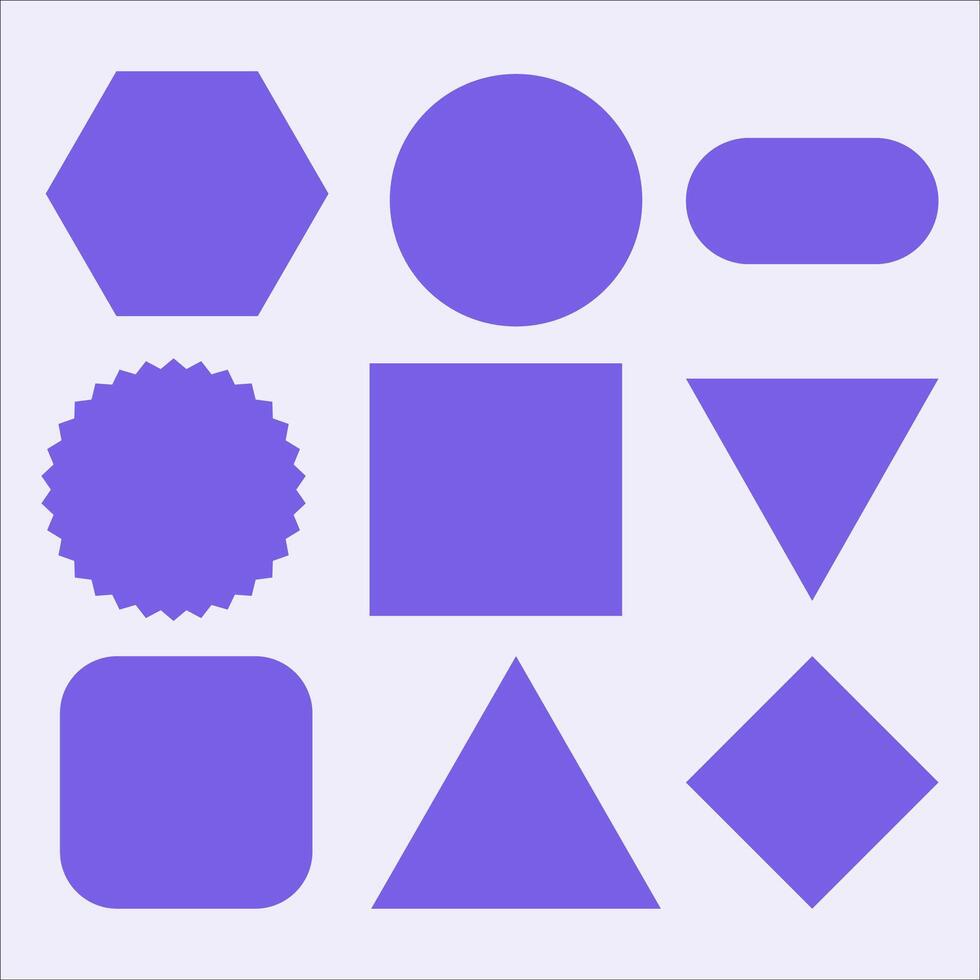 A purple shape set with different shapes vector