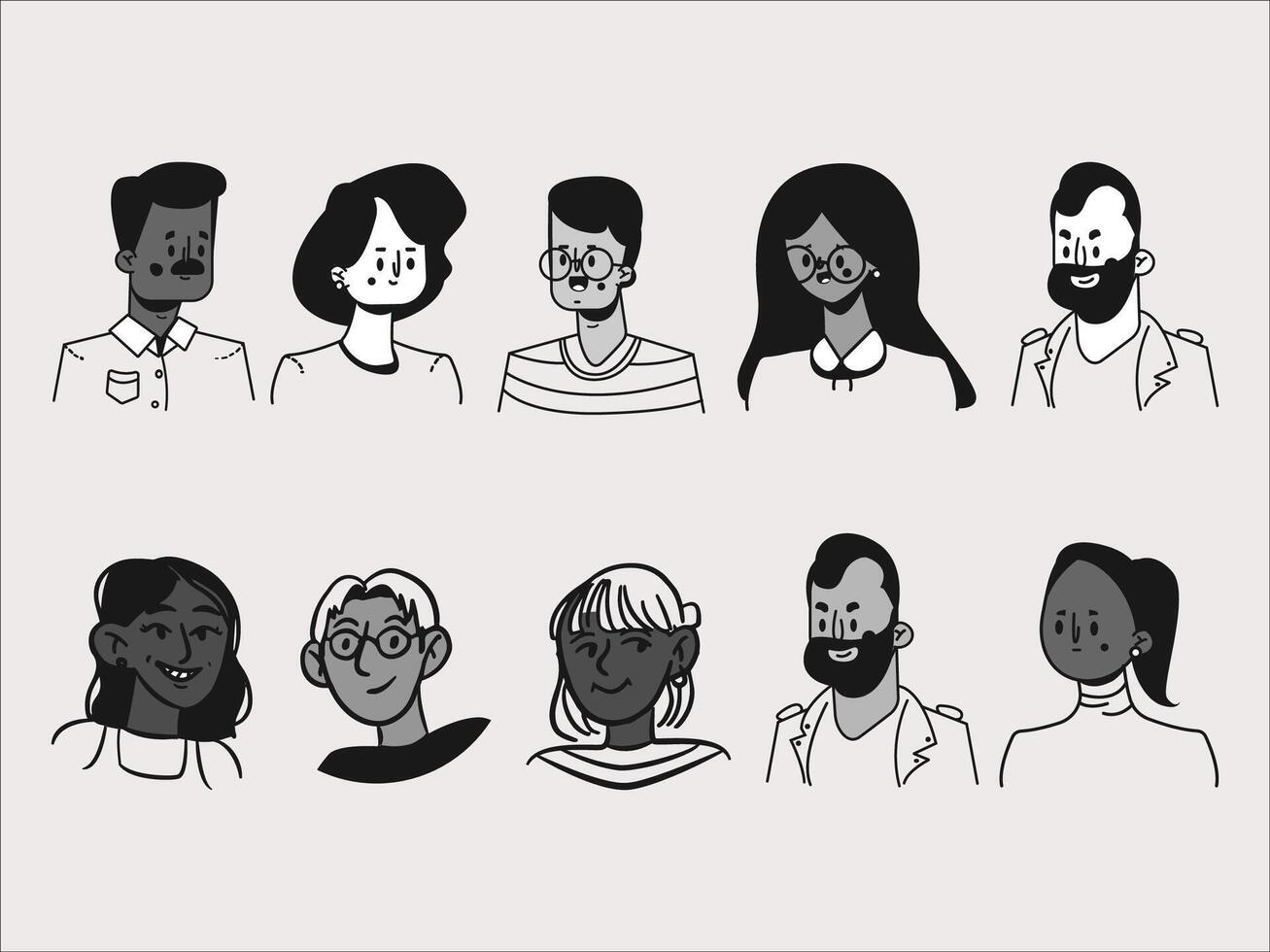 a set of people with different facial expressions vector