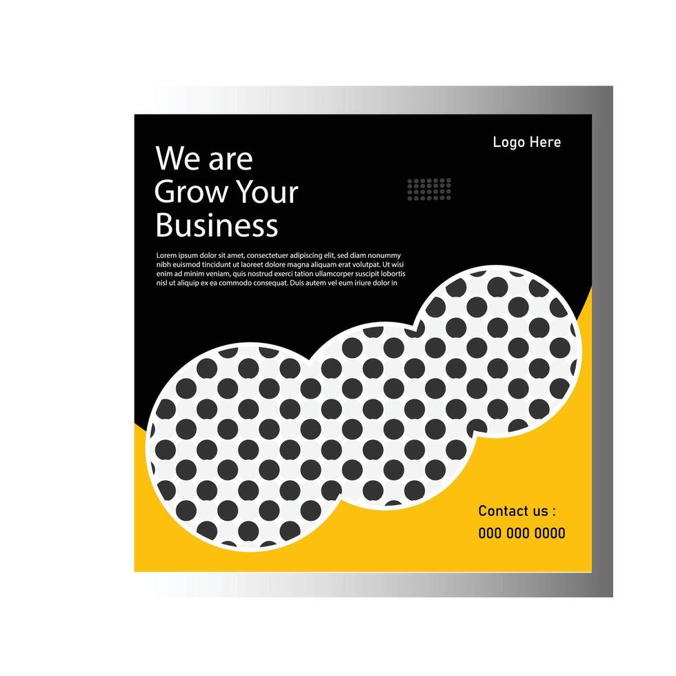 Social media post design yellow and black template. vector