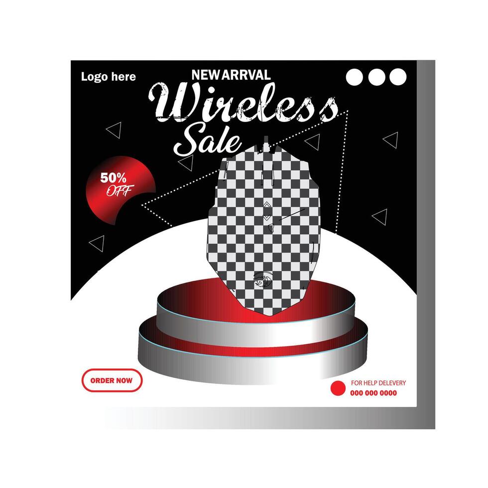 Social media wireless product post design. vector