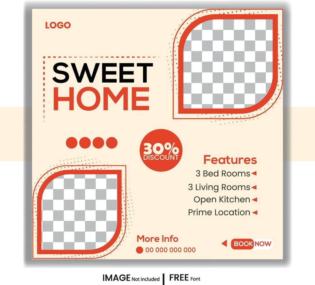 Real estate Home sale social media post or square banner template vector