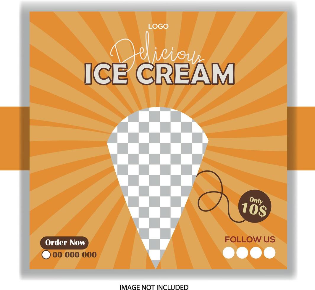 Delicious ice cream social media post design vector