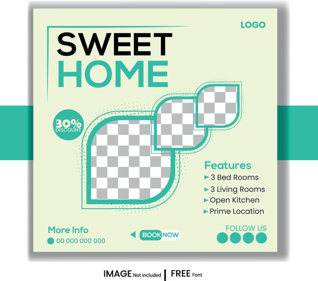 Real estate Home sale social media post or square banner template vector