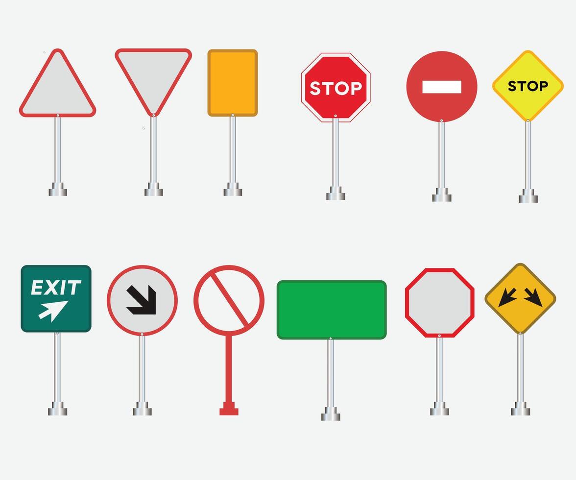 Traffic signs. Set of road signs in flat design. vector