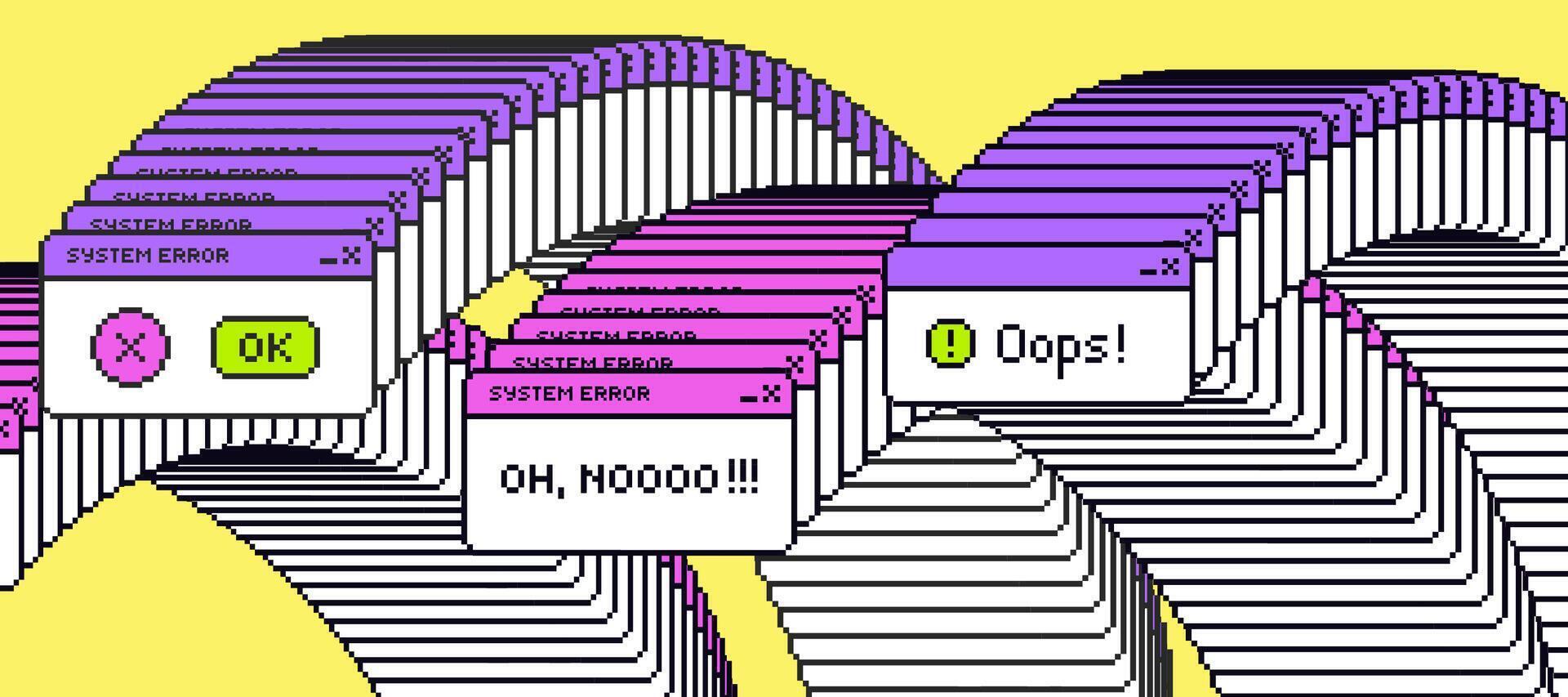 専用　pop Virus System message screen in pixel art style. Virus popup