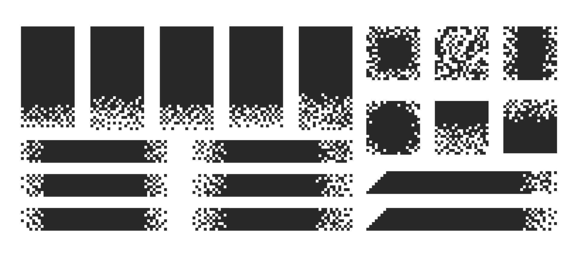 Abstract pixel title, header and text box. Layout with mosaic edges vector