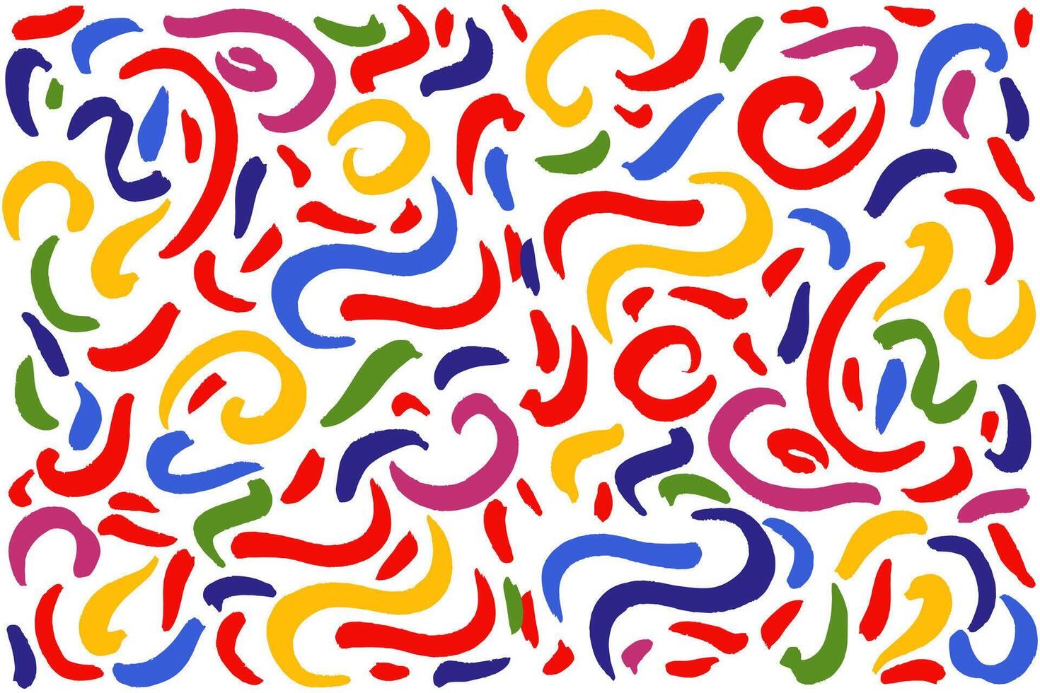 Colorful abstract pattern with red, blue, yellow, green, and purple brush strokes on a white background, creating a dynamic and playful design vector