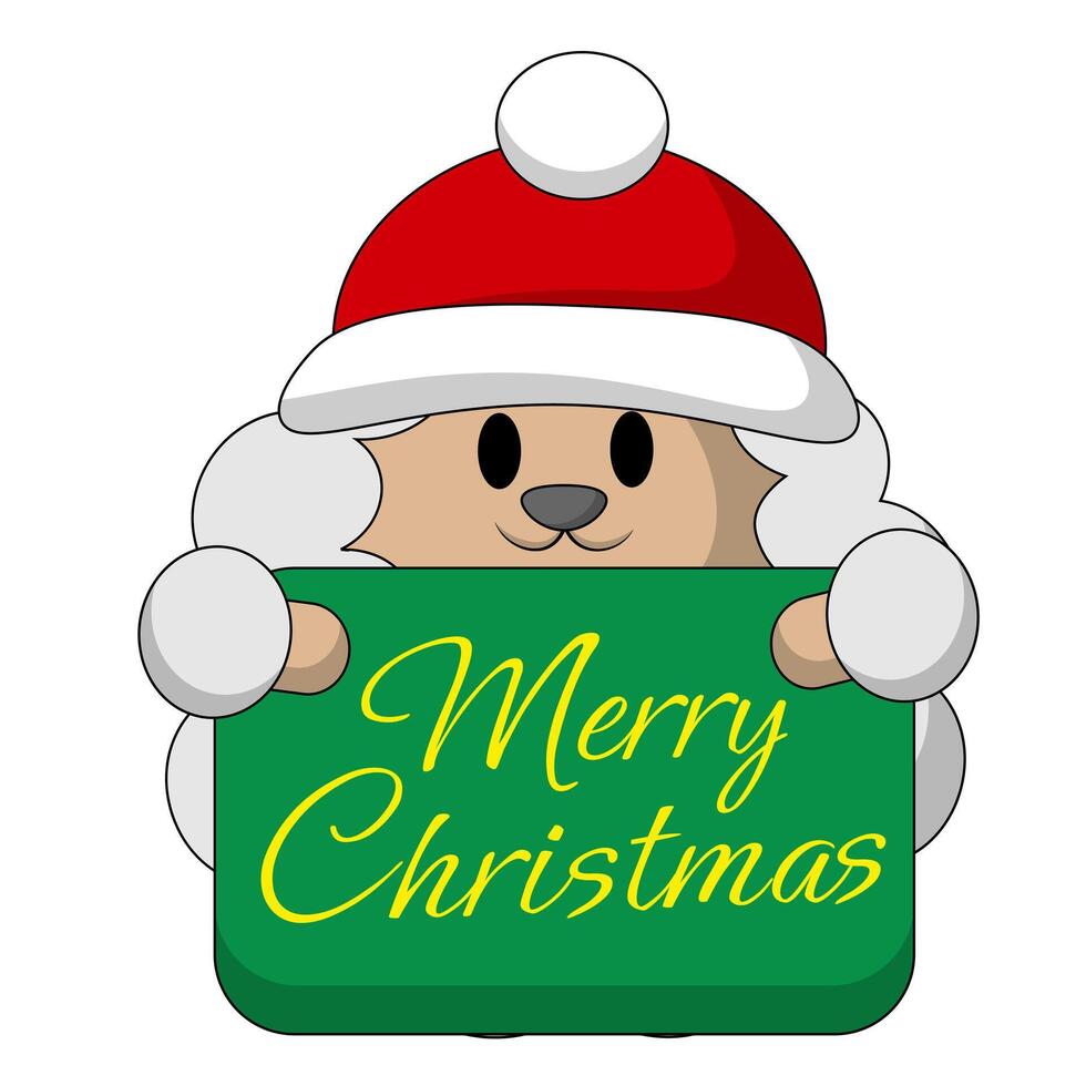 Cute cartoon Sheep with Christmas congratulation in color vector