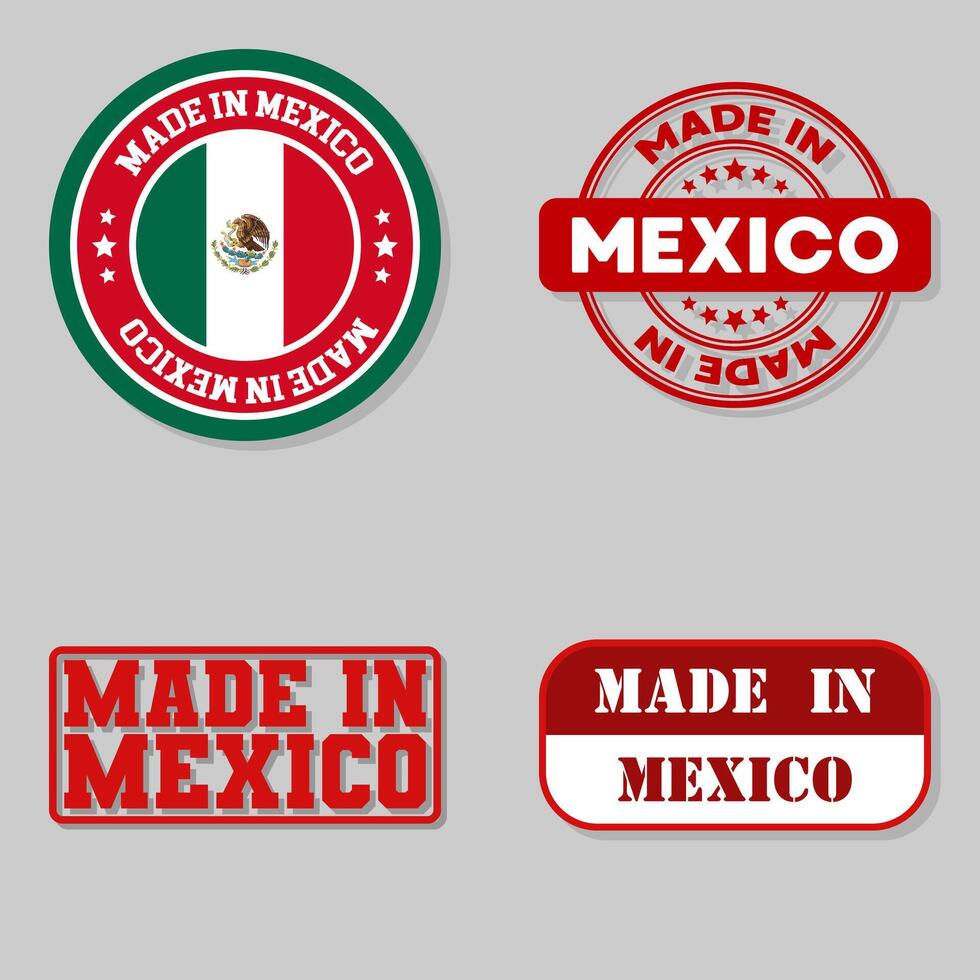 Set of stamps made in Mexico vector