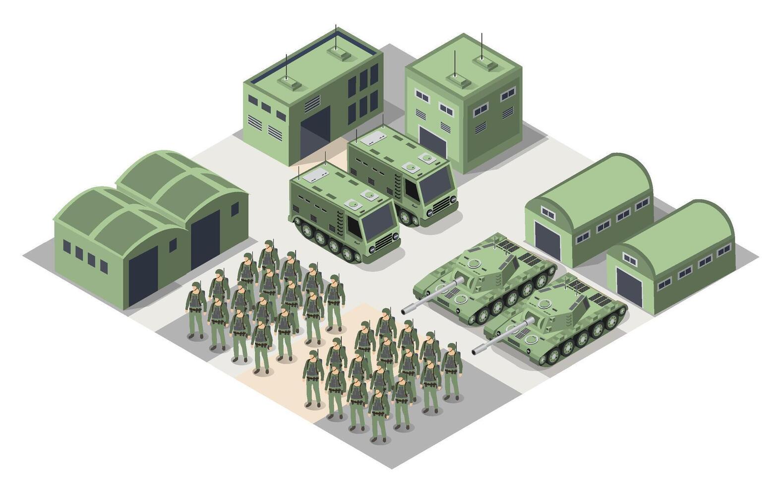 The base camp object for building design army for building armed troop isometric vector