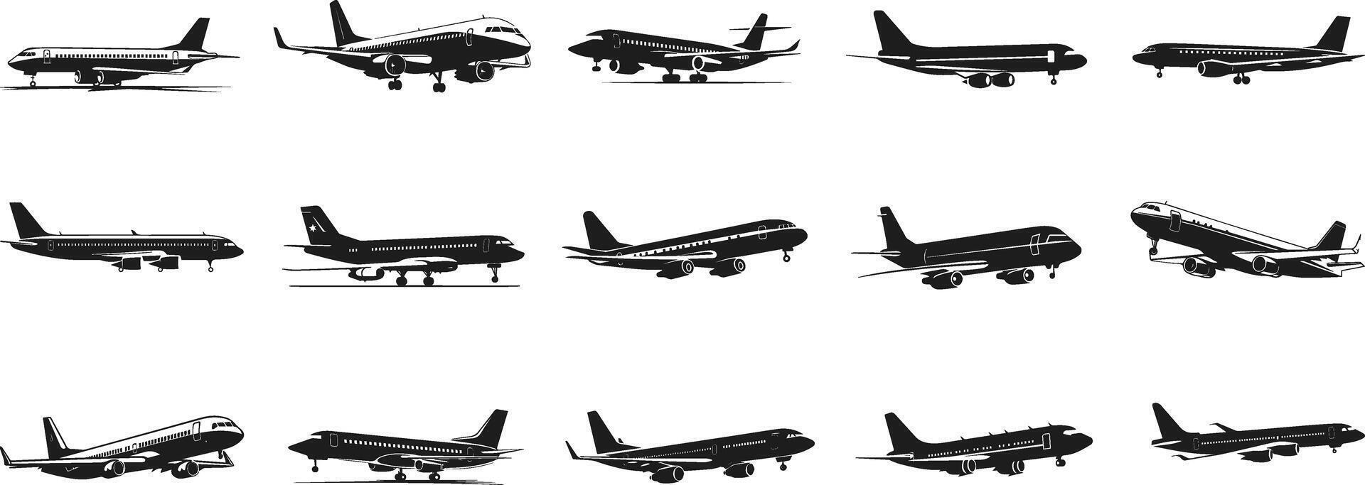silhouettes of airplane vector