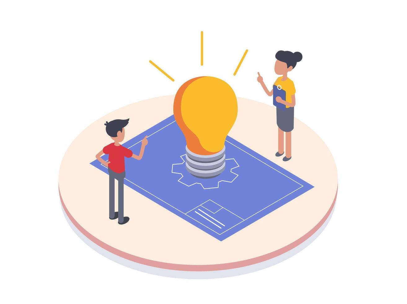 Design development. Designers develop design vector