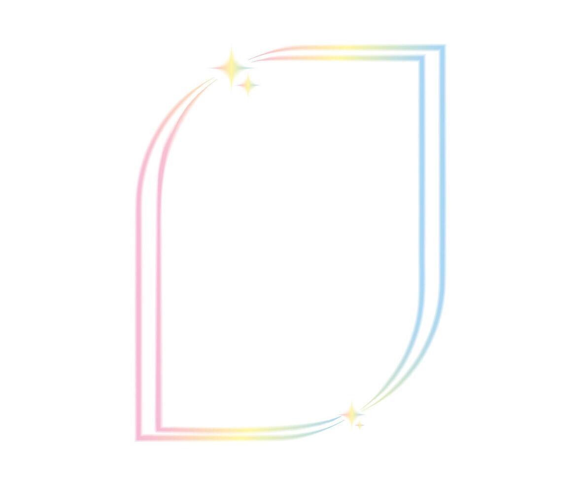 Minimalistic geometric linear shape y2k . Trendy linear design with frame, star. Aesthetic retro element illustrated for banners, poster design. vector