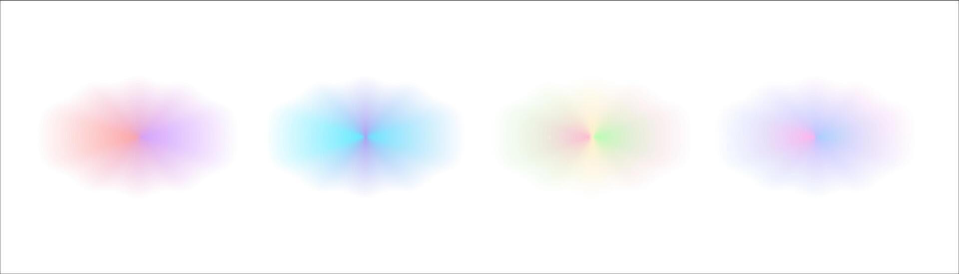 Set of Gradient blurred oval wavy shapes . Abstract watercolor floral shape with aura. Illustration. vector