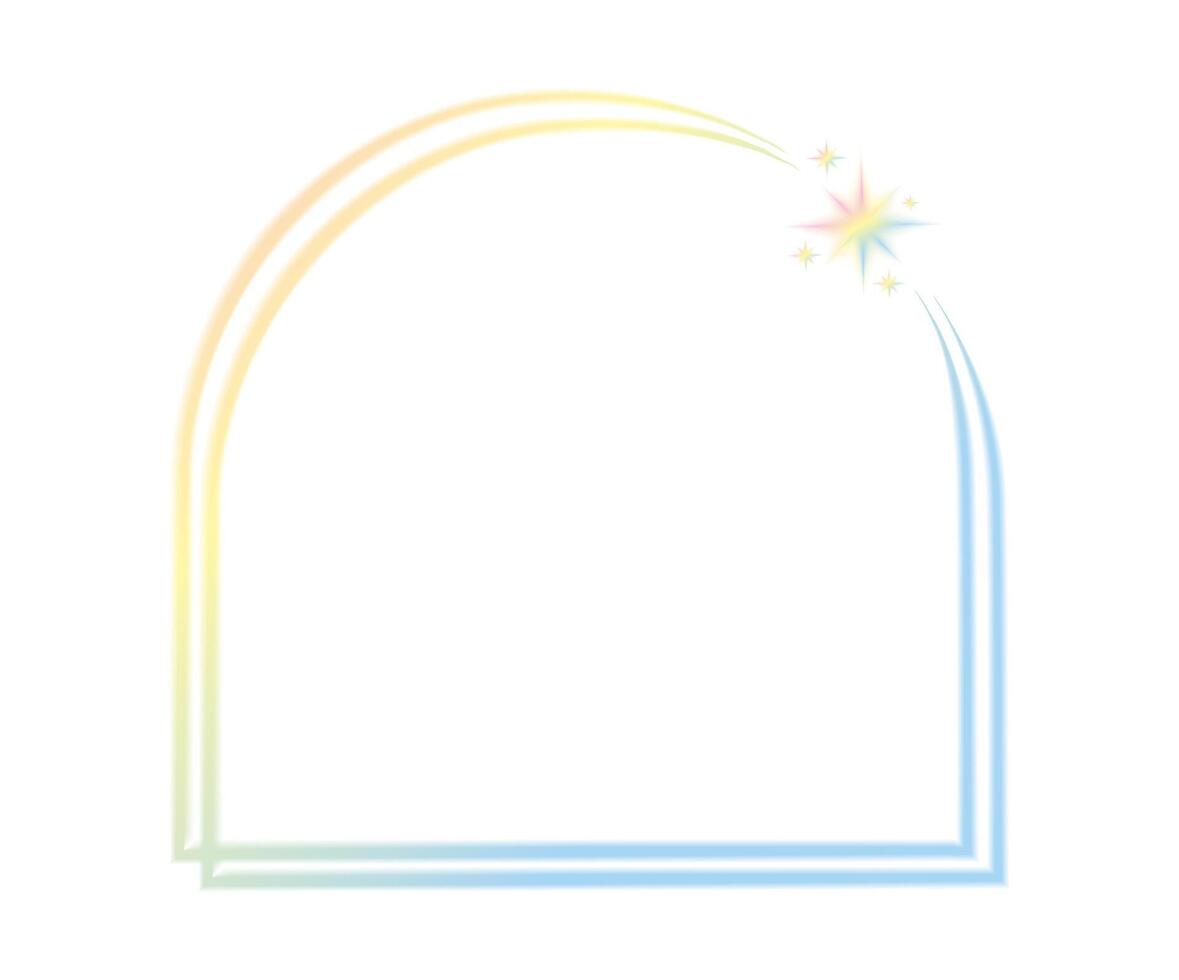 Minimalistic geometric linear shapes y2k . Trendy linear design with frame, star. Aesthetic retro element illustrated for banners, social media, poster design. vector