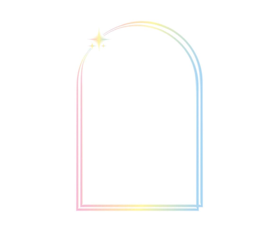 Minimalistic geometric linear shapes y2k . Trendy linear design with frame, star. Aesthetic retro element illustrated for social media, poster design. vector
