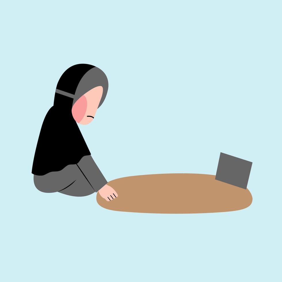 Hijab Girl Visiting Grave vector