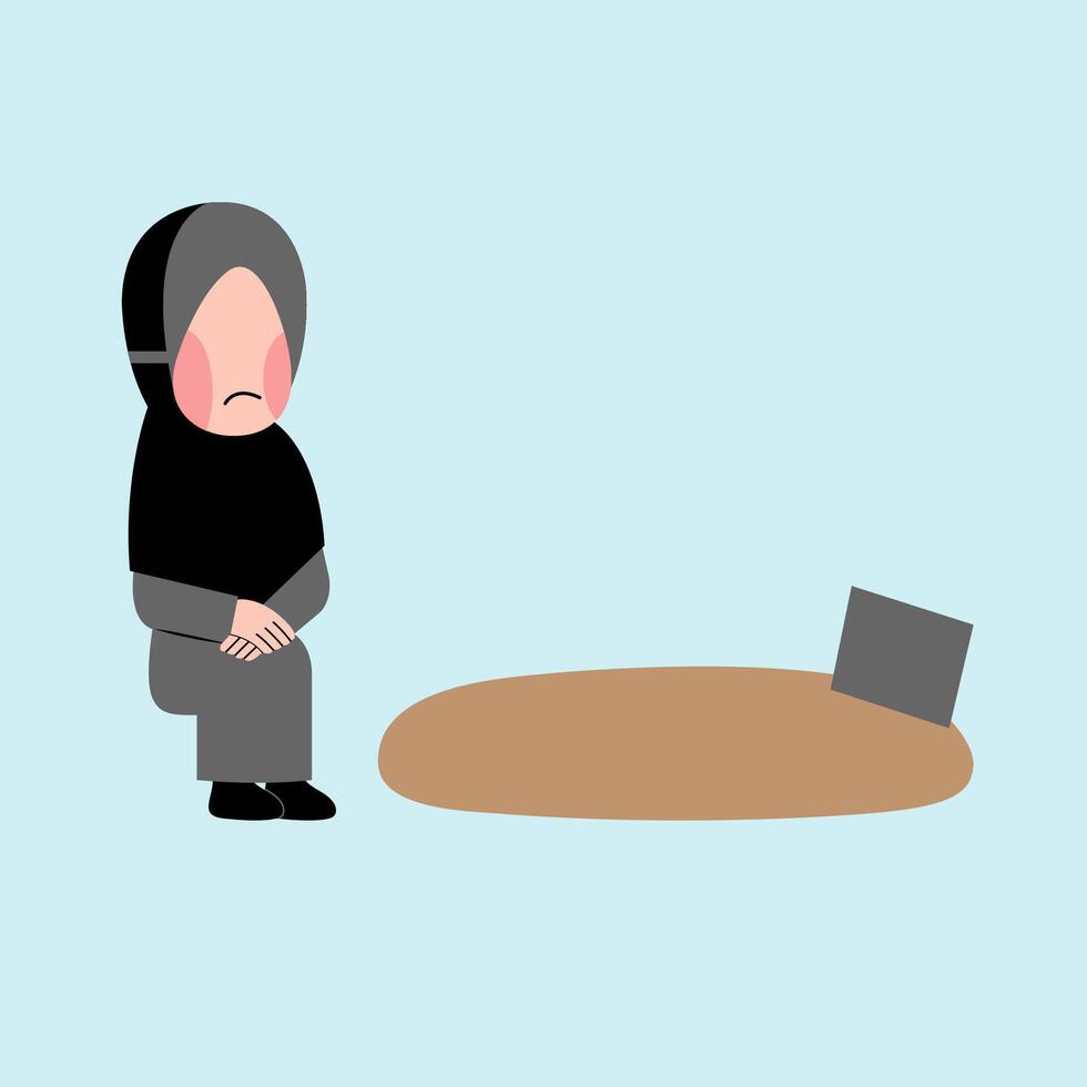 Muslim Kid Visiting Grave Illustration vector
