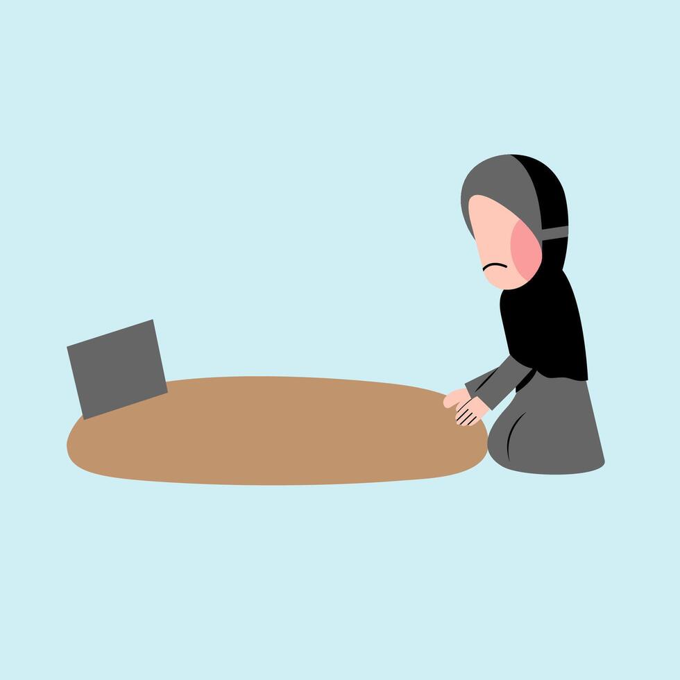 Muslim Girl Visiting Grave Illustration vector