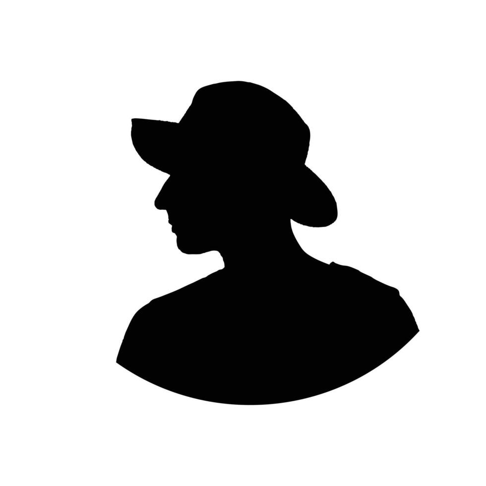 Man with hat black and white silhouette illustration vector