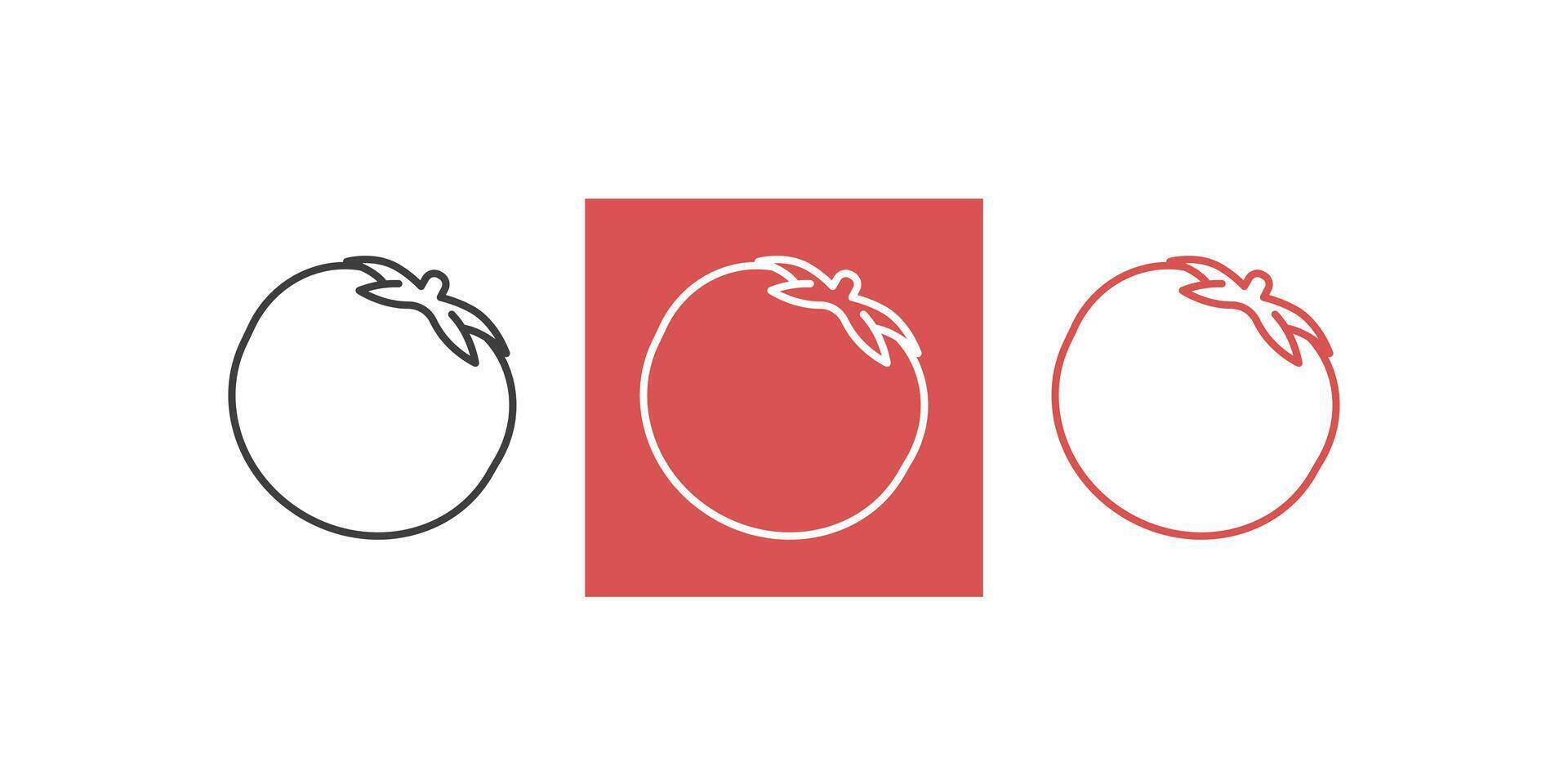 Tomato icon outline. Food vegetables icon in 3 color. Outline style illustration design on white background. EPS 10 vector