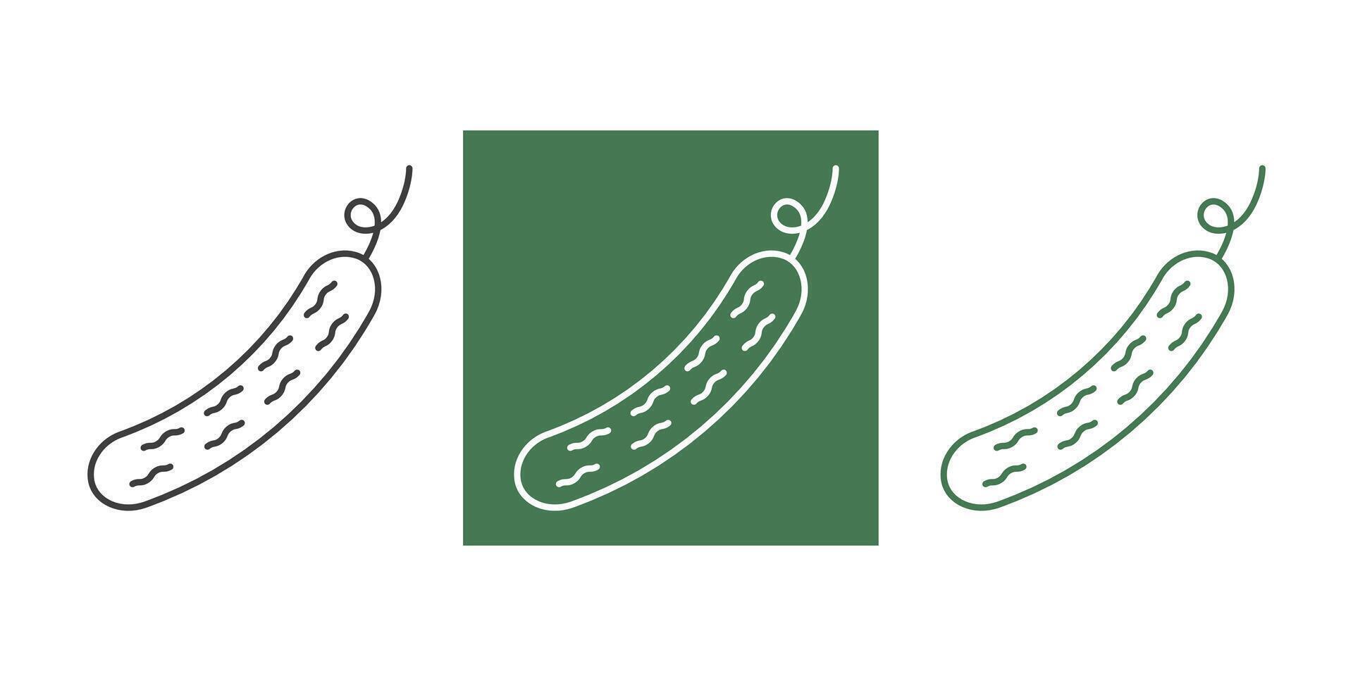 Cucumber icon outline. Food vegetables icon in 3 color. Outline style illustration design on white background. EPS 10 vector