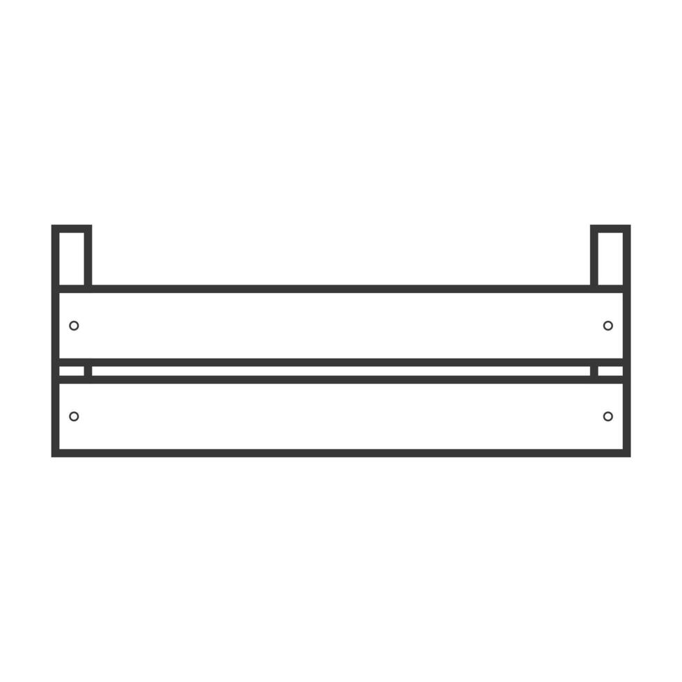 Wooden box line icon. Isolated in white background Empty wood crate outline icon. vector