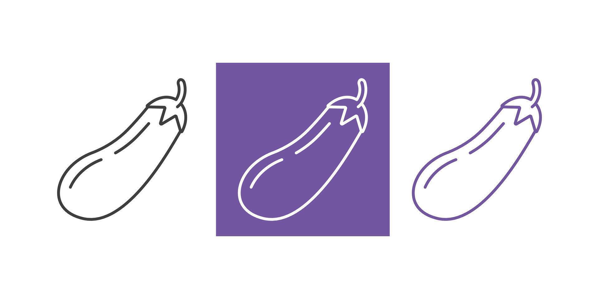 Eggplant icon outline. Food vegetables icon in 3 color. Outline style. Symbol vector
