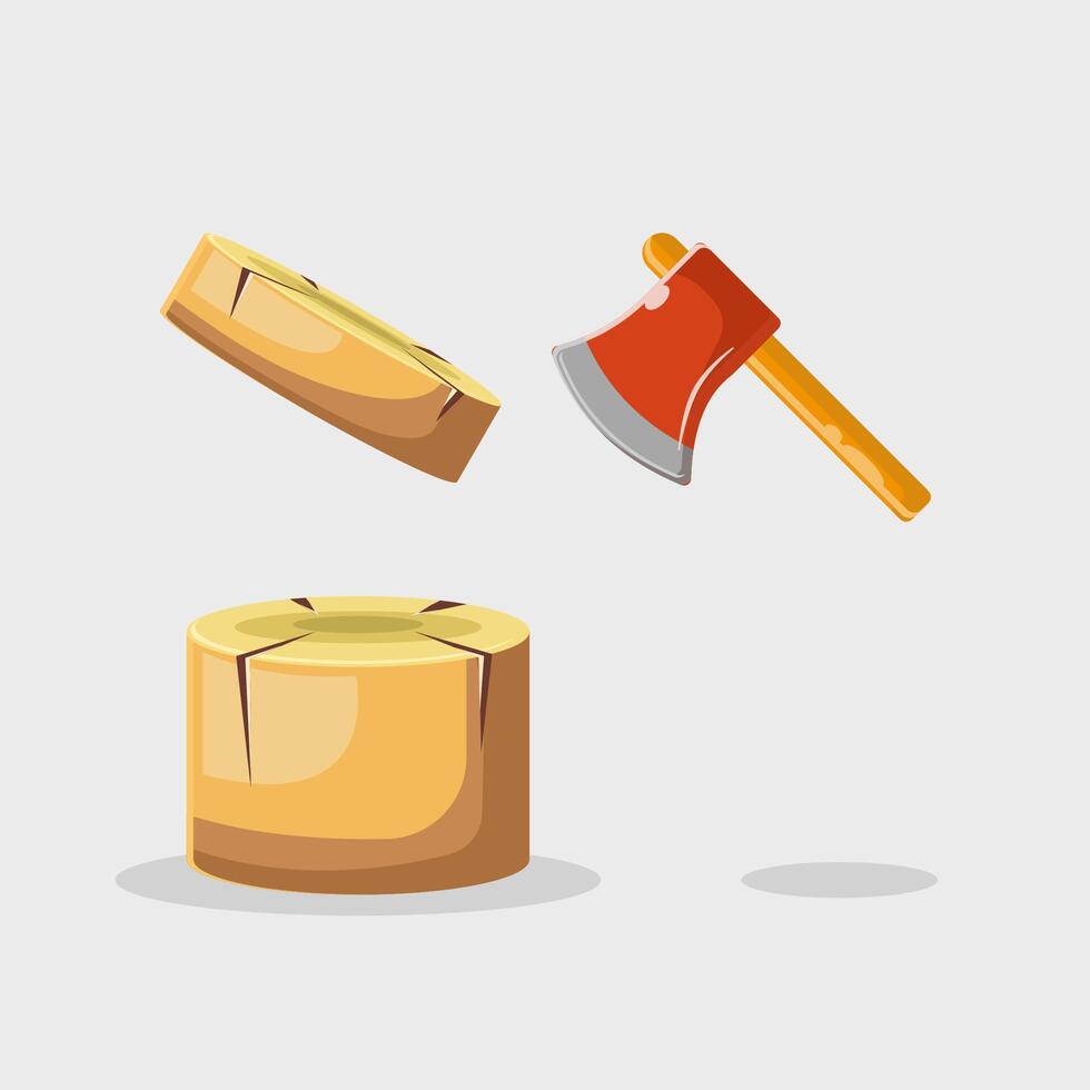 Flat illustration cutting wood with axe vector