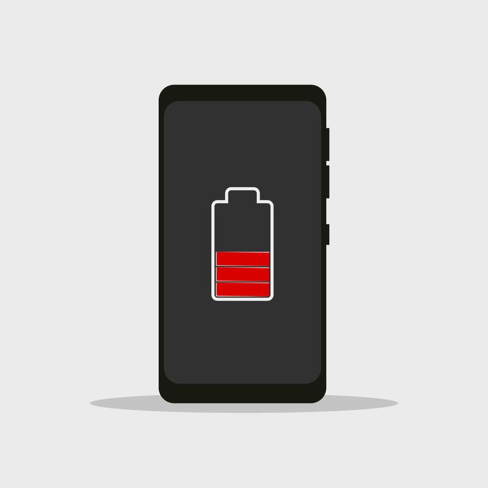Flat illustration charge battere, 3 bar battere, charge red sign vector