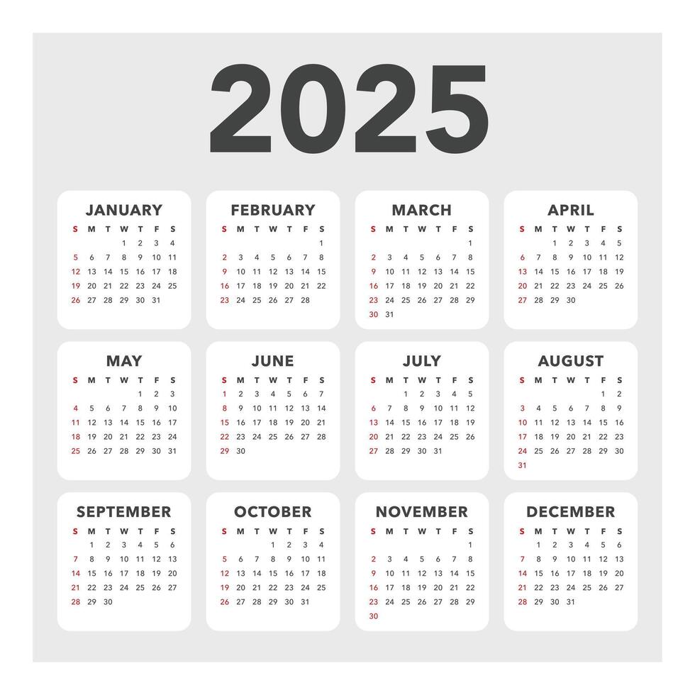2025 Calendar minimalist gray template 49284779 Vector Art at Vecteezy