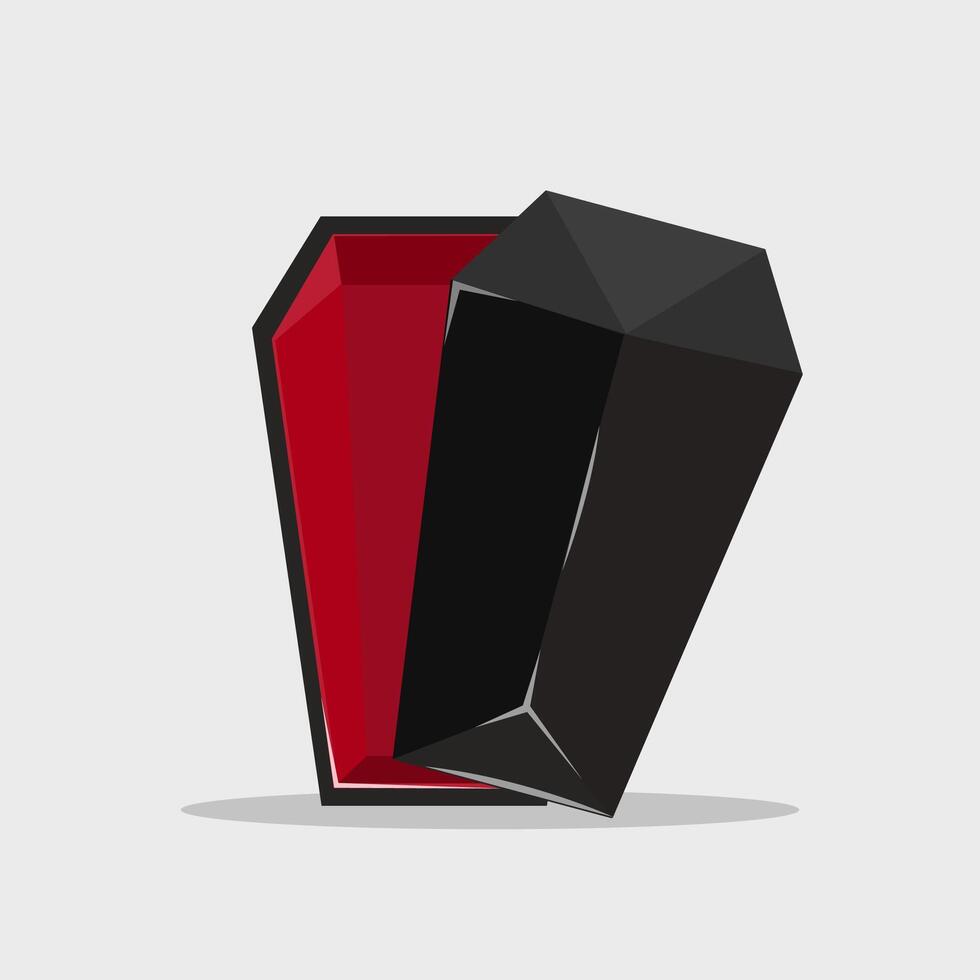 Flat illustration happy halloween, dracula's coffin, red and black, darkness vector