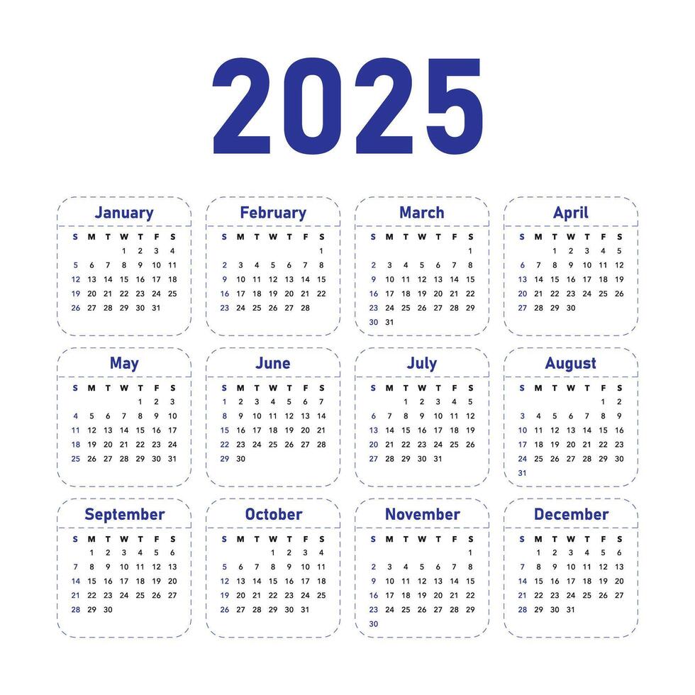 2025 calendario minimalista azul modelo con rayado fronteras 49284782