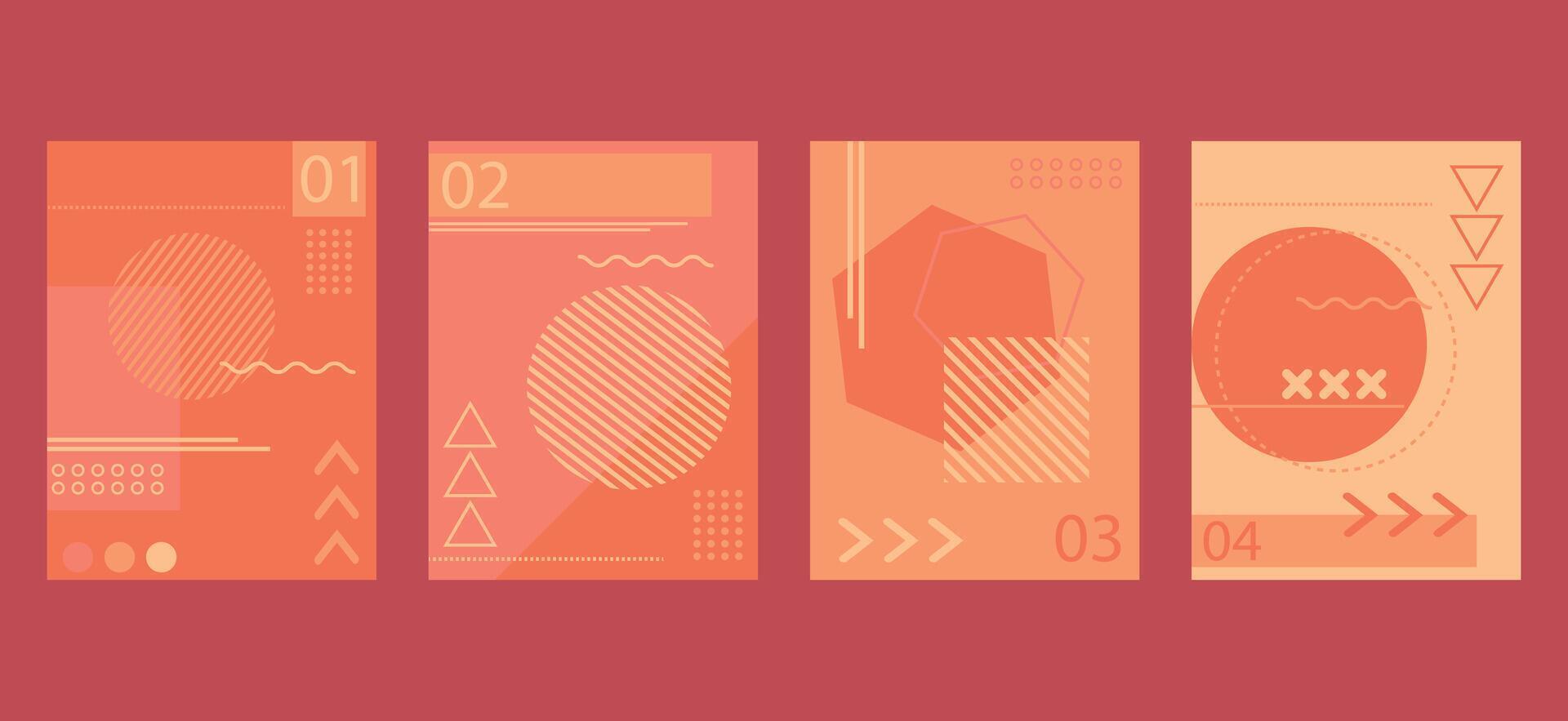 abstract modern minimalist geometric brochure book covers set design. Memphis style background templates with circle, triangle, hexagonal and squares shapes elements vector