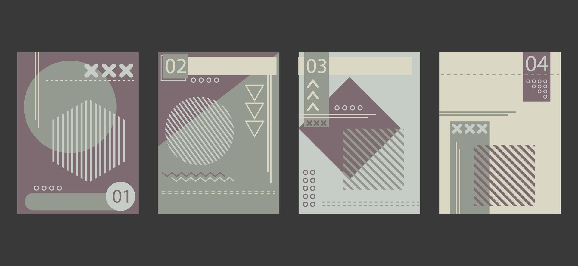 set modern minimalist geometric design brochure book covers. Memphis style background templates with circle, triangle, hexagonal and squares shapes elements vector