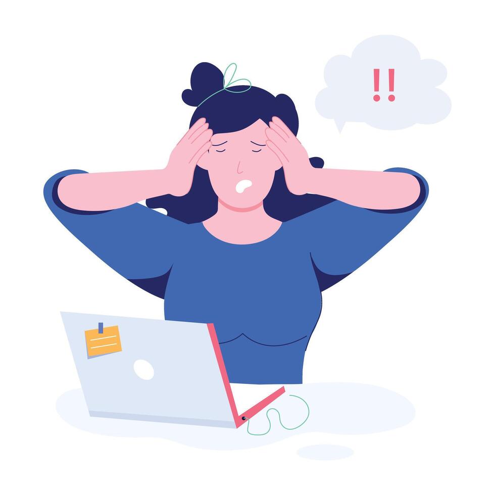 A flat character illustration of work stress vector