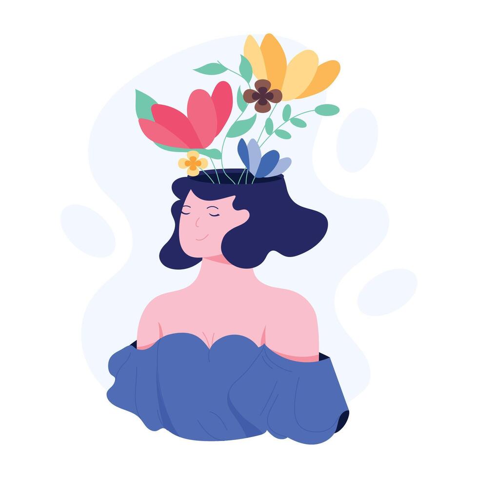 Character based flat illustration of mental health vector
