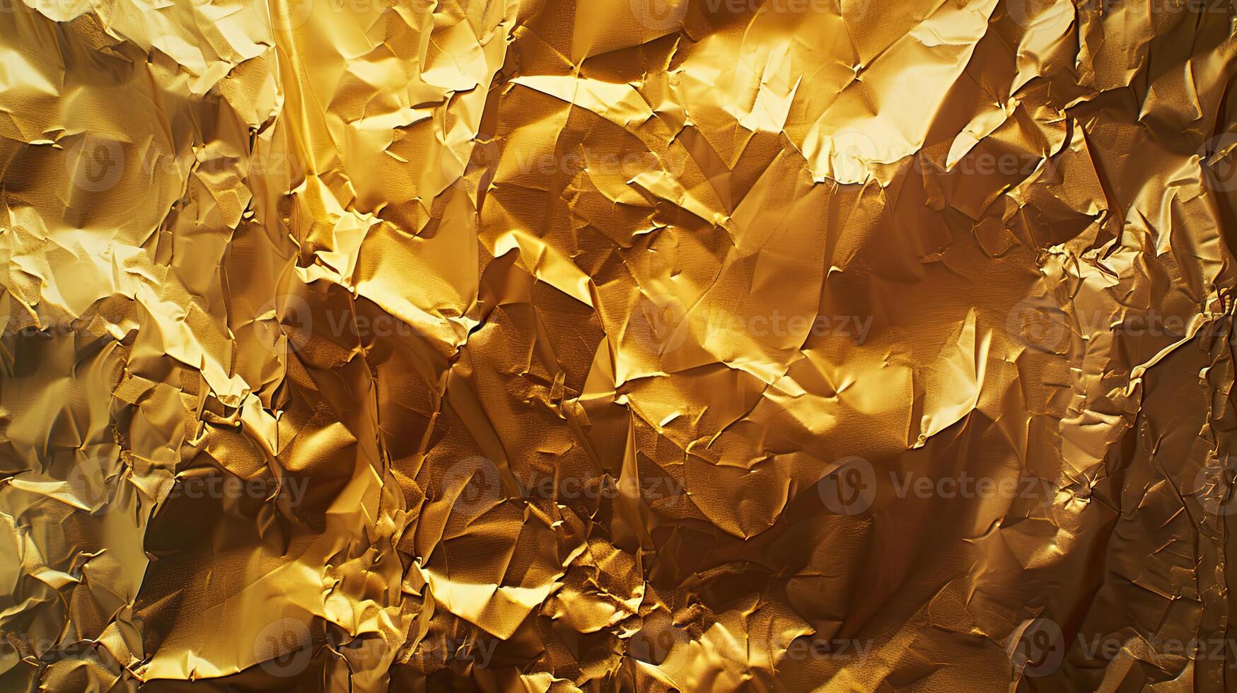 Gold crumpled foil horizontal background photo