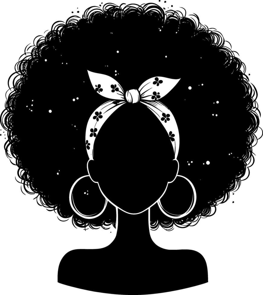 afro girl face silhouette isolated design on a white background vector