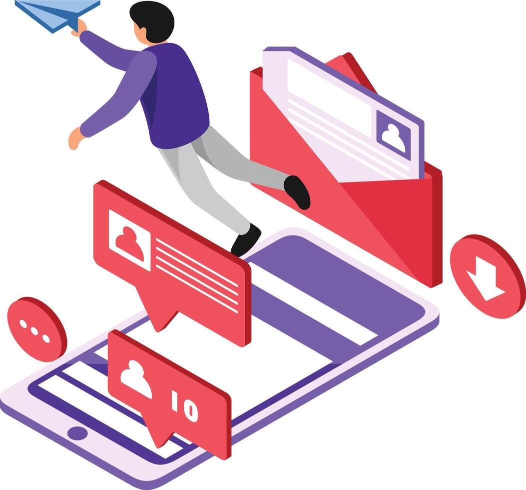 Isometric Send Mail Online Illustration vector