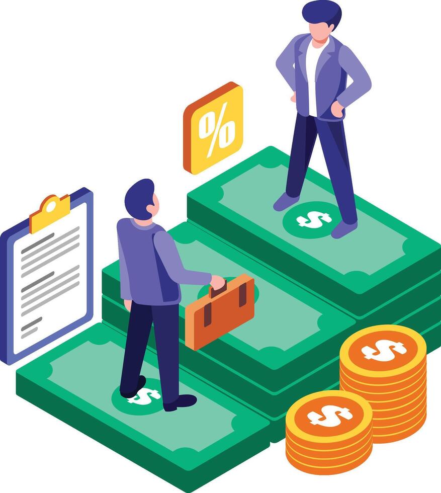 Isometric Economy Partner Business Illustration vector