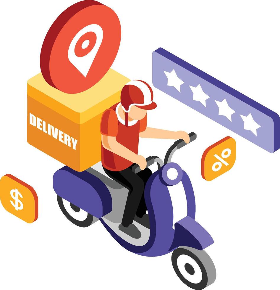 Isometric Bike Delivery Service Illustration vector