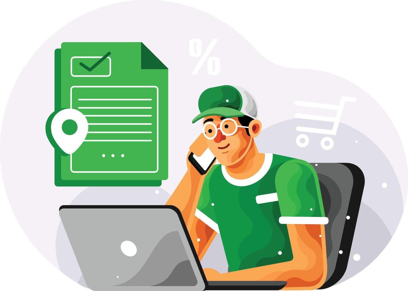 Shopping Online via Cellphone Illustration vector