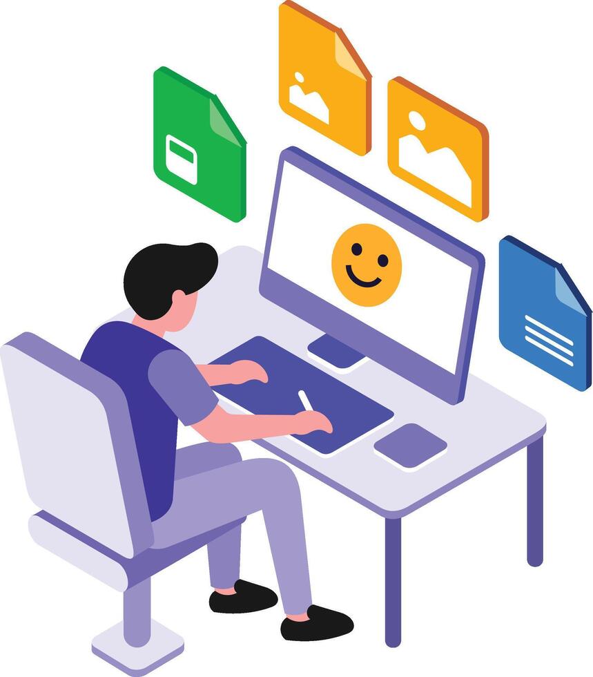 Isometric Graphic Designer Illustration vector