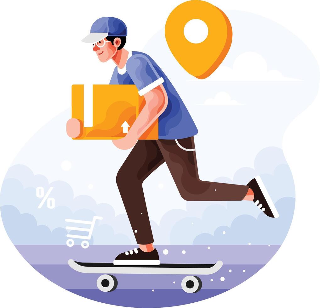 Delivery Service Order with Skateboard vector