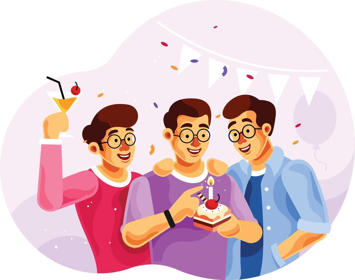 Celebrating Birthday with Friends Illustration vector